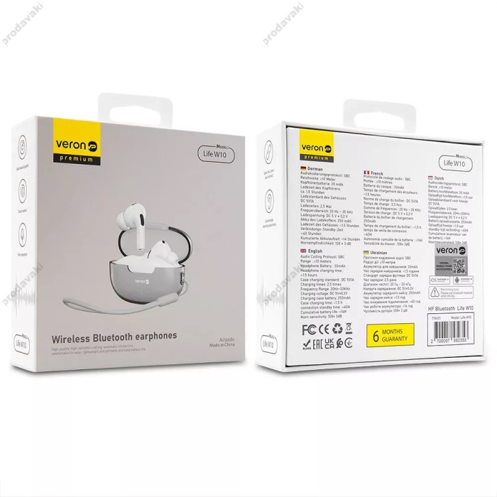 Бездротові Bluetooth навушники Veron W10 Life BT 5.3 White
